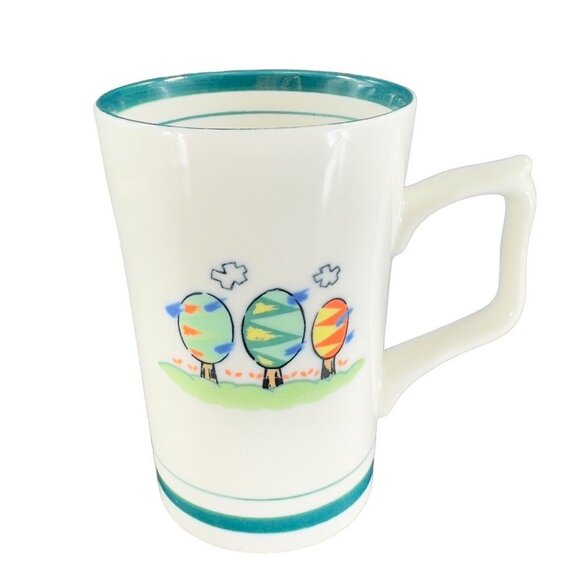 Ceramics Nari Sil Coffee Mug Cup With Whimsical Trees Ceramic Porcelain Mug VTG - Picture 1 of 14
